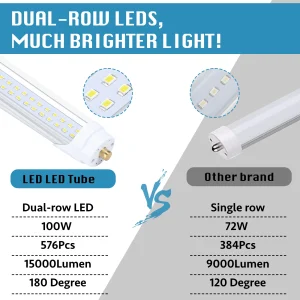 8FT Shop Light 100W 15000LM 6000K Led Light